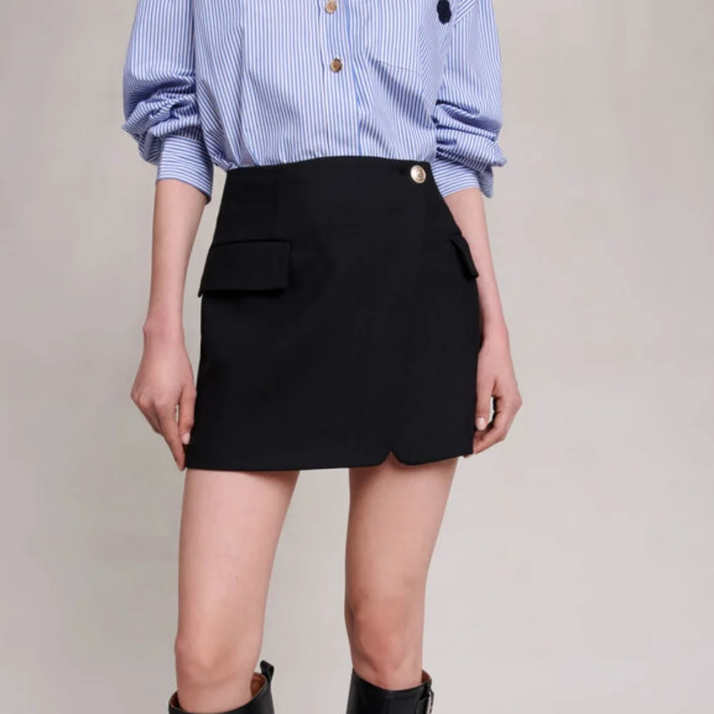 MAJE Asymmetric Wool Wrap Skirt, NWT. Sz L - Picture 1 of 6
